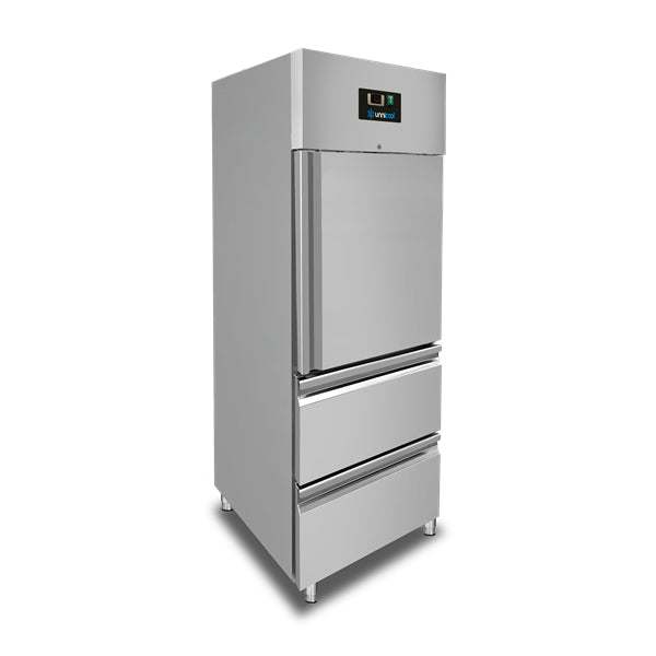 Kühlschrank – 1 Tür – GN 2/1 – 650 Liter – 1 Halbtür und 2 Schubladen