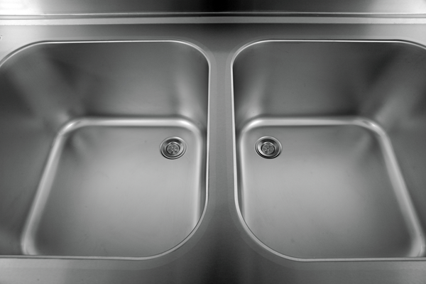 PREMIUM - Edelstahl Spülzentrum - 180x70x85 cm - 2 Becken rechts