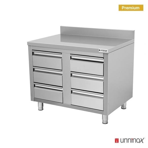 Schubladenschrank - 1000x700x850 mm  mit 6 Schubladen & Aufkantung