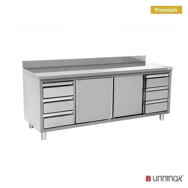 Kabinet pune me skaj të ngritur dhe 3+3 sirtarë - 2400x700x850/900 mm