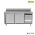 Arbeitsschränke mit Aufkantung und 3 Schubladen Rechts - 1800x600x850/900 mm - Gastro-Bedarf24 GmbH