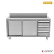 Arbeitsschrank mit Aufkantung + 3 Schubladen rechts - 1800x700x850/900 mm - Gastro-Bedarf24 GmbH