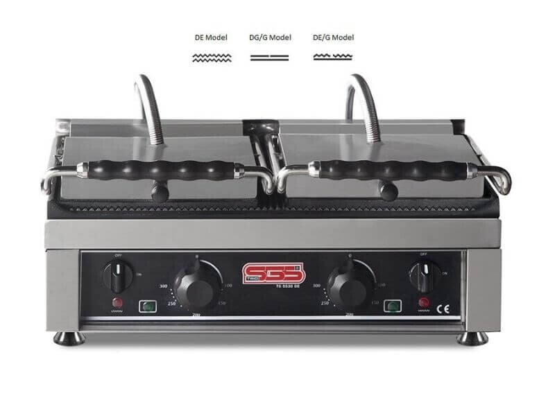 Doppel Kontaktgrill / Oben / Unten Gerillt / 3+3 kW / Tischgrill