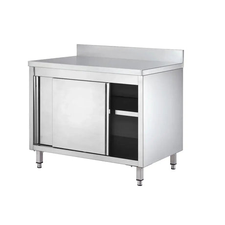 EASYLINE Arbeitsschrank 600 / 2 Schiebetüren & Aufkantung - Gastro-Bedarf24 GmbH
