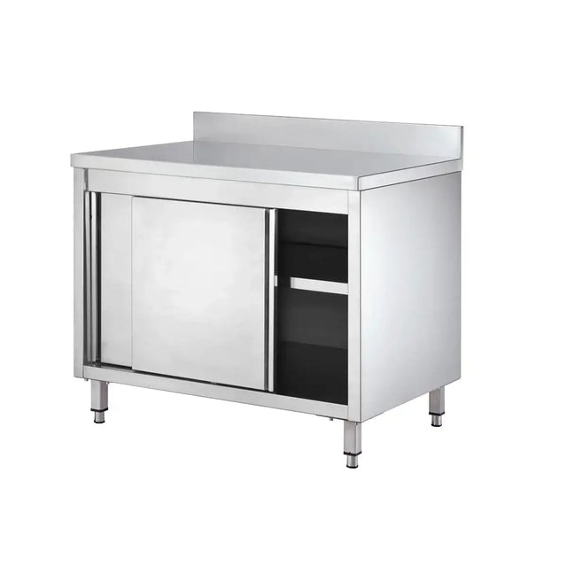 EASYLINE Arbeitsschrank 600 / 2 Schiebetüren & Aufkantung - Gastro-Bedarf24 GmbH