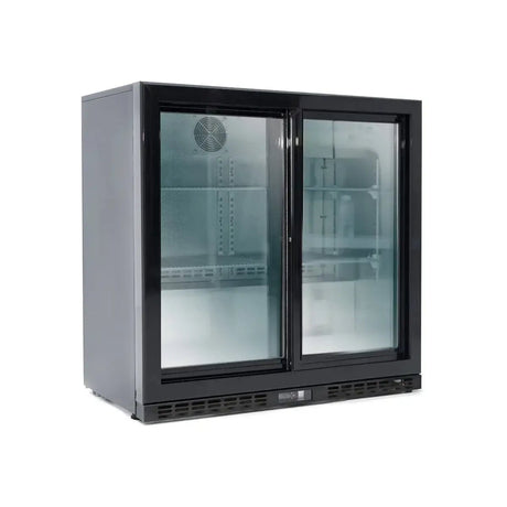 EASYLINE Barkühlschrank 520 schwarz / 2 Glasschiebetüren, Höhe 840 mm - Gastro-Bedarf24 GmbH