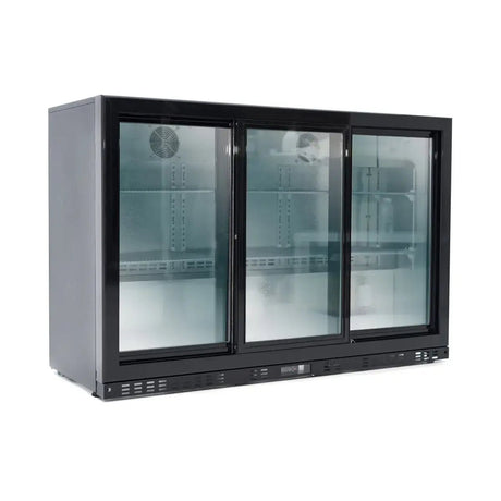 EASYLINE Barkühlschrank 520 schwarz / 3 Glasschiebetüren, Höhe 840 mm - Gastro-Bedarf24 GmbH