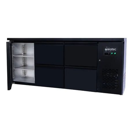 EASYLINE Barkühltisch schwarz / 1 Tür & 4 Schubladen - 425 l - Gastro-Bedarf24 GmbH