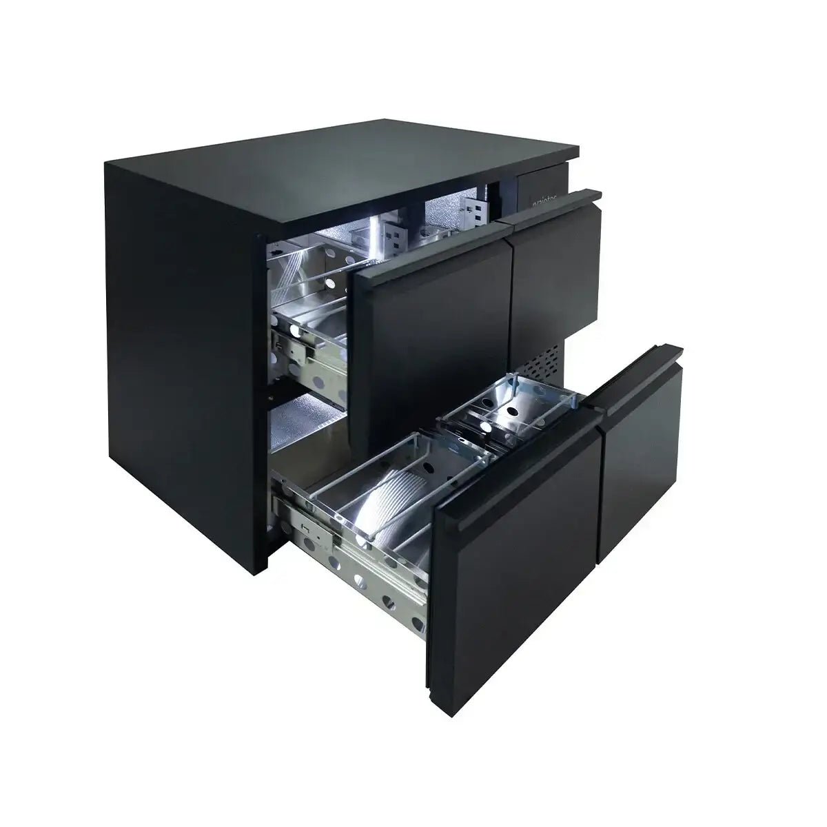 EASYLINE Barkühltisch schwarz / 4 Schubladen - 280 l - Gastro-Bedarf24 GmbH