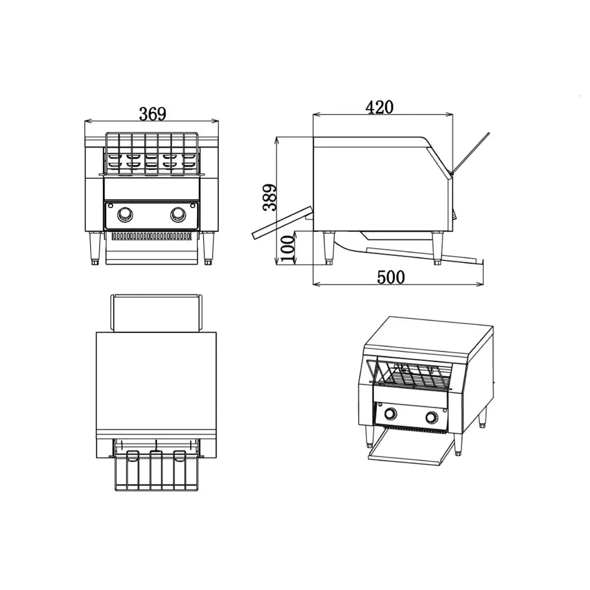 EASYLINE Elektro Durchlauftoaster, ca. 300-350 Stk. pro Stunde, 2,05 kW - Gastro-Bedarf24 GmbH