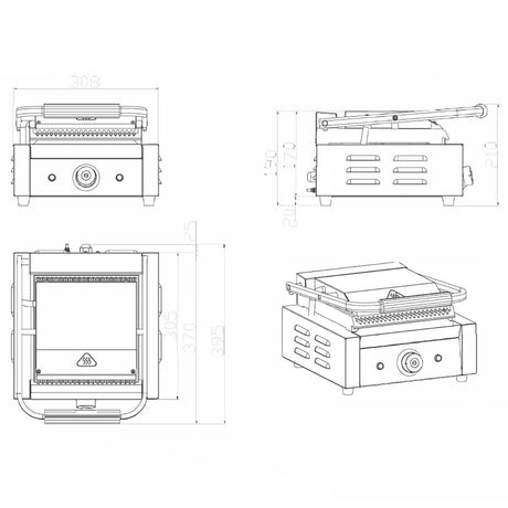 EASYLINE Elektro Kontaktgrill Breite 308 mm, oben & unten gerillt - Gastro - Bedarf24