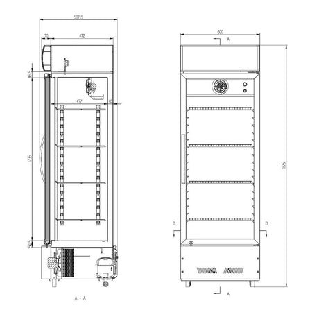 EASYLINE Getränkekühlschrank 290 Liter mit Leuchtaufsatz "schwarz" - Gastro - Bedarf24