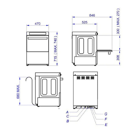EASYLINE Gläserspülmaschine 40x40 / 230 Volt - Modell: VT-E GW40 DRD - Gastro-Bedarf24 GmbH