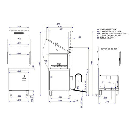 EASYLINE Haubenspülmaschine 50x50 / 400 Volt - Modell: VT-EX HW54 DRD - Gastro-Bedarf24 GmbH