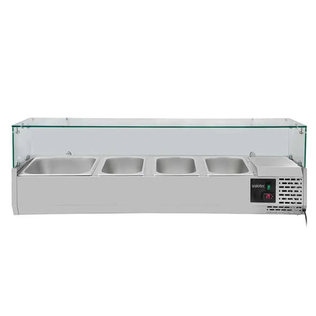 EASYLINE Kühlaufsatz 380 mit Glasabdeckung 3xGN1/3 + 1xGN1/2 - 1200 - Gastro-Bedarf24 GmbH