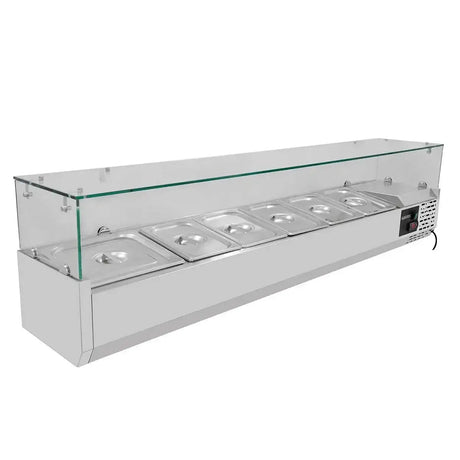 EASYLINE Kühlaufsatz 380 mit Glasabdeckung 5xGN1/3 + 1xGN1/2 - 1500 - Gastro-Bedarf24 GmbH