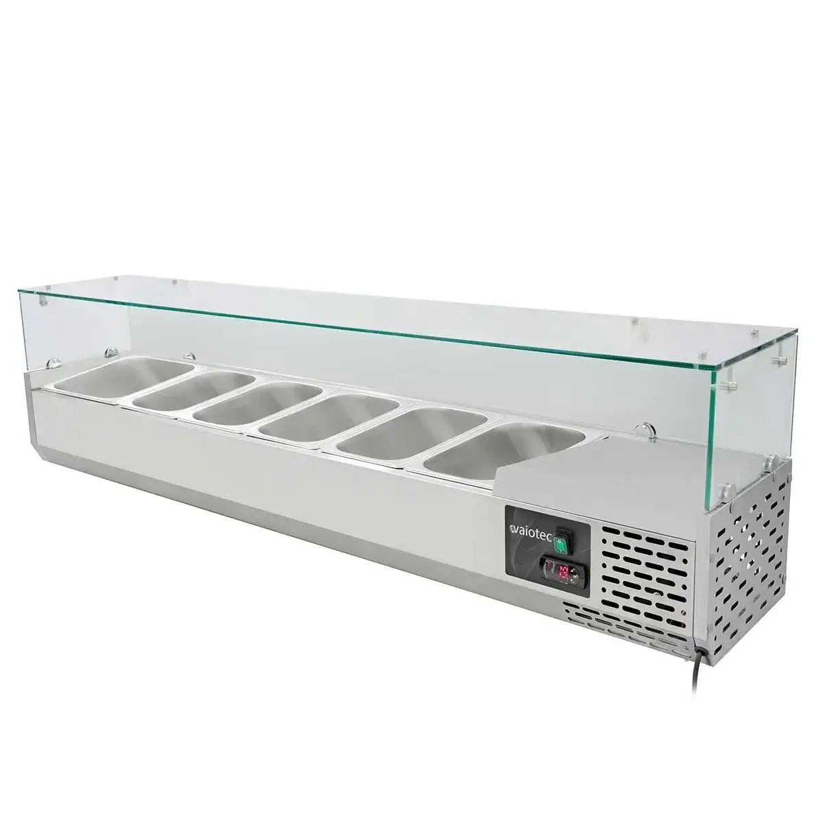 EASYLINE Kühlaufsatz 380 mit Glasabdeckung 5xGN1/3 + 1xGN1/2 - 1500 - Gastro-Bedarf24 GmbH