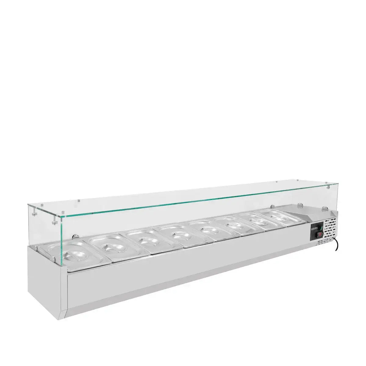 Edelstahl-Warmhaltebuffet mit Glasabdeckung und GN-Behältern für Gastronomie