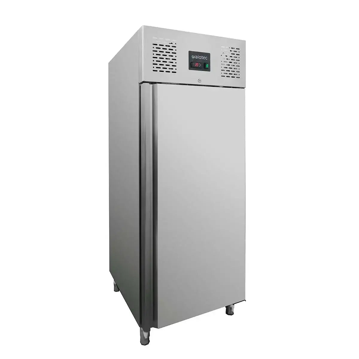 Edelstahl-Kühlschrank für Gastronomie mit digitaler Temperaturanzeige und robustem Design