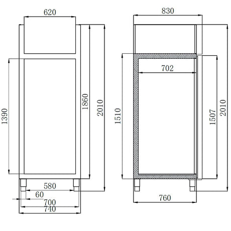 EASYLINE Kühlschrank 700 / 1 - türig GN2/1 - Monoblock - Gastro - Bedarf24