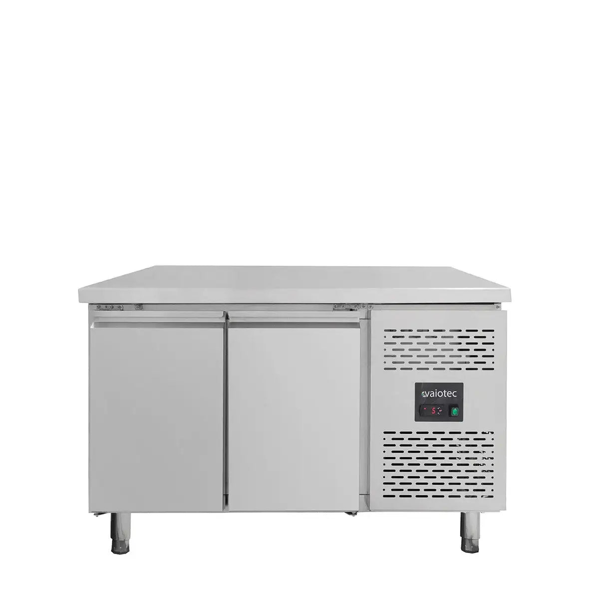 Edelstahl-Kühltheke mit 2 Türen, Vaiotec-Logo, für Gastronomie und Profiküchen