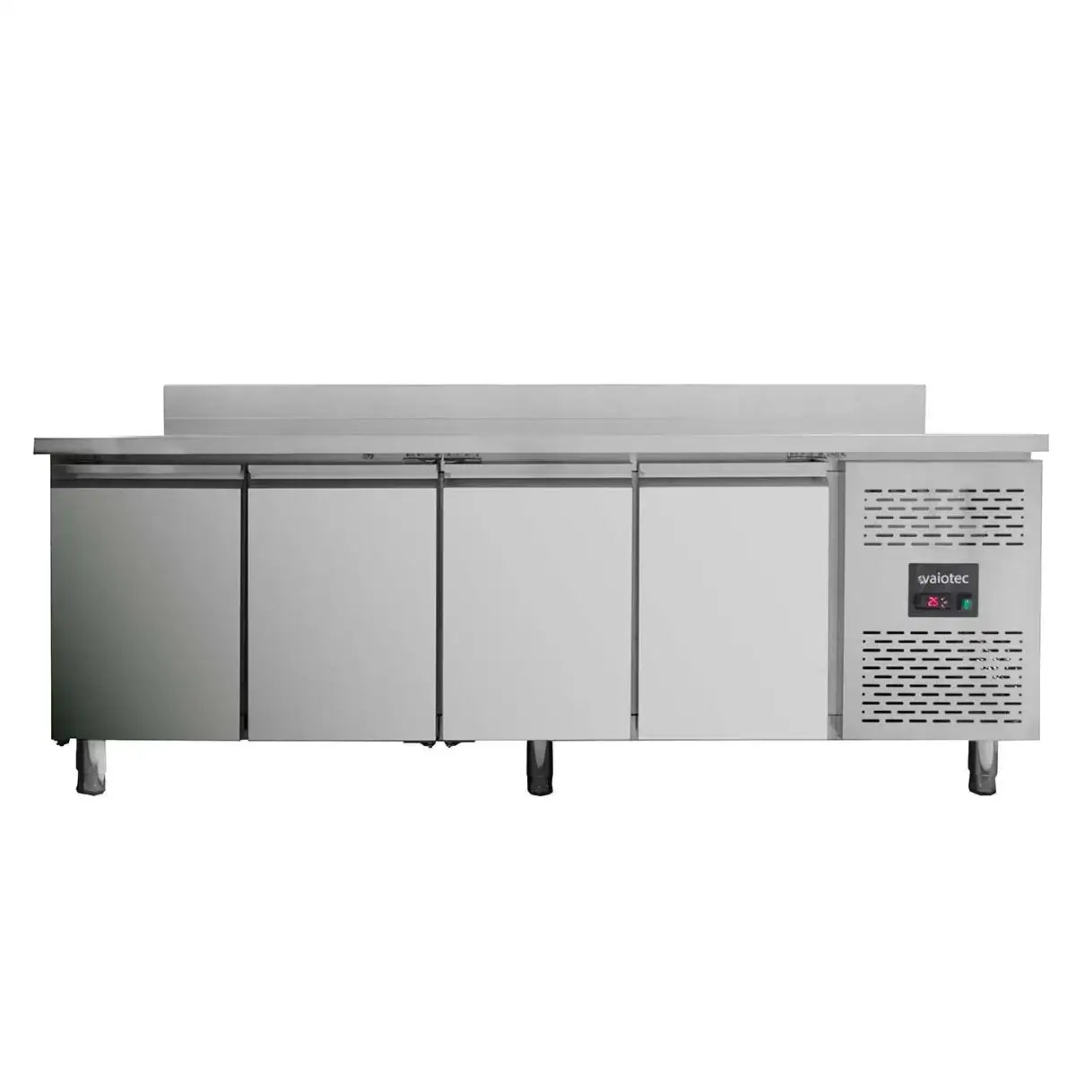 Edelstahl-Kühltisch mit 4 Türen für Gastronomie, professionelle Kühlung, robustes Design