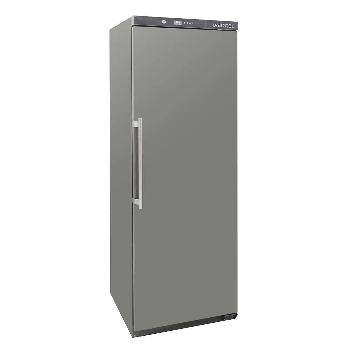 Professioneller Edelstahl-Kühlschrank für Gastronomie mit digitaler Anzeige und Vaiotec-Logo