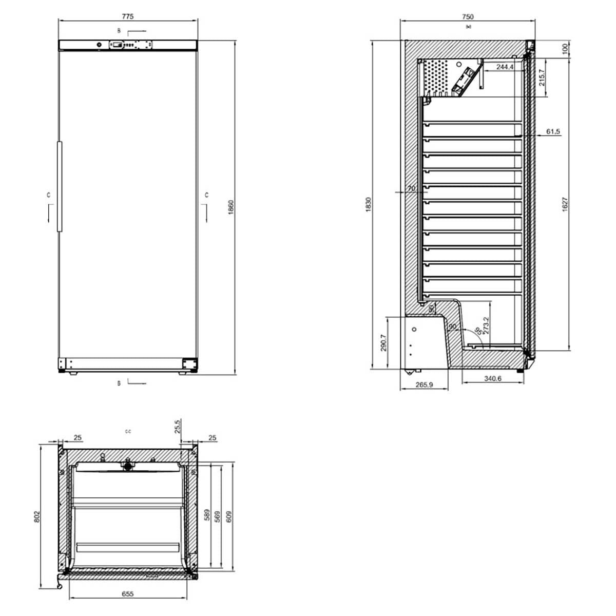 EASYLINE Lagerkühlschrank ABS / 580 - Gastro - Bedarf24