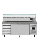 EASYLINE Pizzakühltisch / 2-türig & 7 Schubladen "grau" inkl. Kühlaufsatz GN1/4, 2020 x 800 mm - Gastro-Bedarf24 GmbH