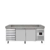 EASYLINE Pizzakühltisch / 2-türig & 7 Schubladen "grau" inkl. Kühlaufsatz GN1/4, 2020 x 800 mm - Gastro-Bedarf24 GmbH