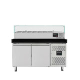 EASYLINE Pizzakühltisch / 2-türig "schwarz" inkl. Kühlaufsatz GN1/4, 1510 x 800 mm - Gastro-Bedarf24 GmbH
