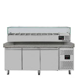 EASYLINE Pizzakühltisch / 3-türig "grau" inkl. Kühlaufsatz GN1/3, 2020 x 800 mm - Gastro-Bedarf24 GmbH