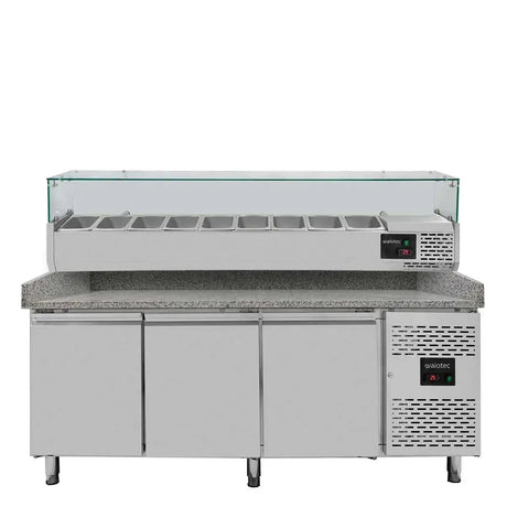 EASYLINE Pizzakühltisch / 3-türig "grau" inkl. Kühlaufsatz GN1/3, 2020 x 800 mm - Gastro-Bedarf24 GmbH