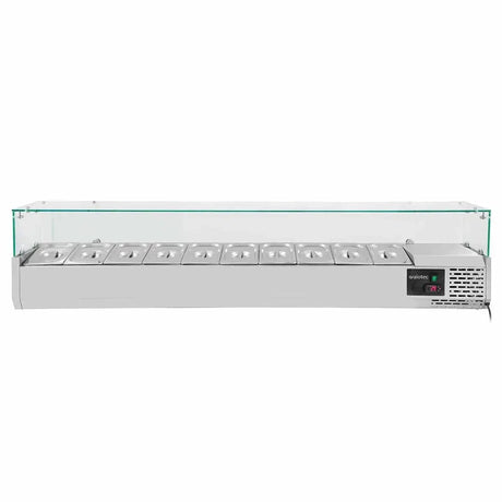 EASYLINE Pizzakühltisch / 3-türig "grau" inkl. Kühlaufsatz GN1/4, 2020 x 800 mm - Gastro-Bedarf24 GmbH