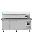 EASYLINE Pizzakühltisch / 3-türig "grau" inkl. Kühlaufsatz GN1/4, 2020 x 800 mm - Gastro-Bedarf24 GmbH