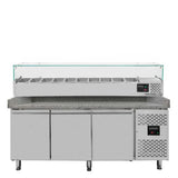 EASYLINE Pizzakühltisch / 3-türig "grau" inkl. Kühlaufsatz GN1/4, 2020 x 800 mm - Gastro-Bedarf24 GmbH