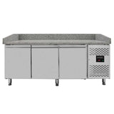 EASYLINE Pizzakühltisch / 3-türig "grau" inkl. Kühlaufsatz GN1/4, 2020 x 800 mm - Gastro-Bedarf24 GmbH