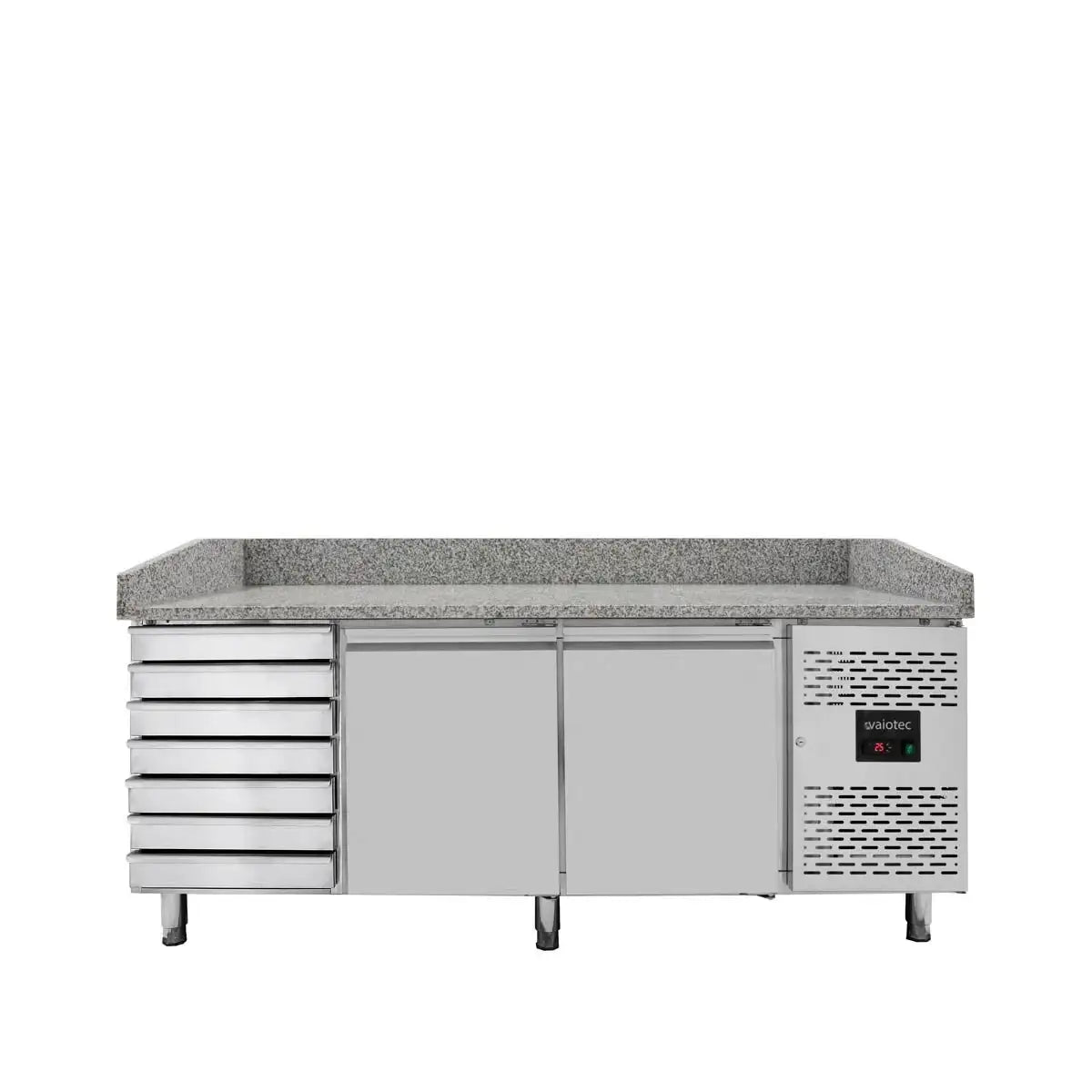 EASYLINE Pizza Refrigerator Table / 2-Door & 7 Drawers "Gray" incl. Cooling Attachment GN1/4, 2020 x 800 mm