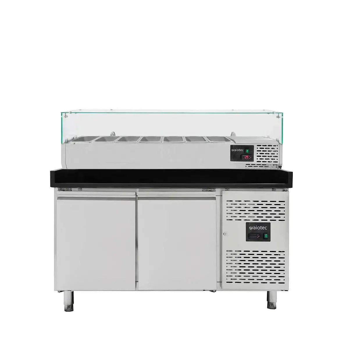 EASYLINE Pizza Refrigerator Table / 2-Door "Black" incl. Cooling Attachment GN1/4, 1510 x 800 mm