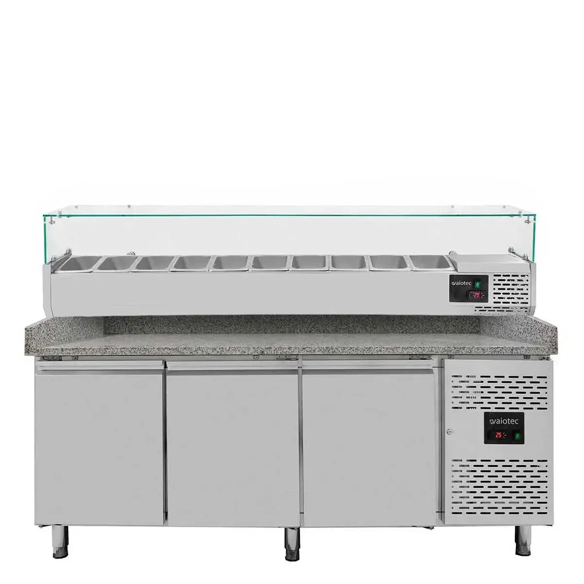 EASYLINE Pizza Refrigerator Table / 3-Door "Gray" incl. Cooling Attachment GN1/4, 2020 x 800 mm