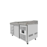 EASYLINE Pizzakühltisch 800 / 1-türig & 7 Schubladen "grau" - Gastro-Bedarf24 GmbH