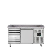 EASYLINE Pizzakühltisch 800 / 1-türig & 7 Schubladen "grau" - Gastro-Bedarf24 GmbH