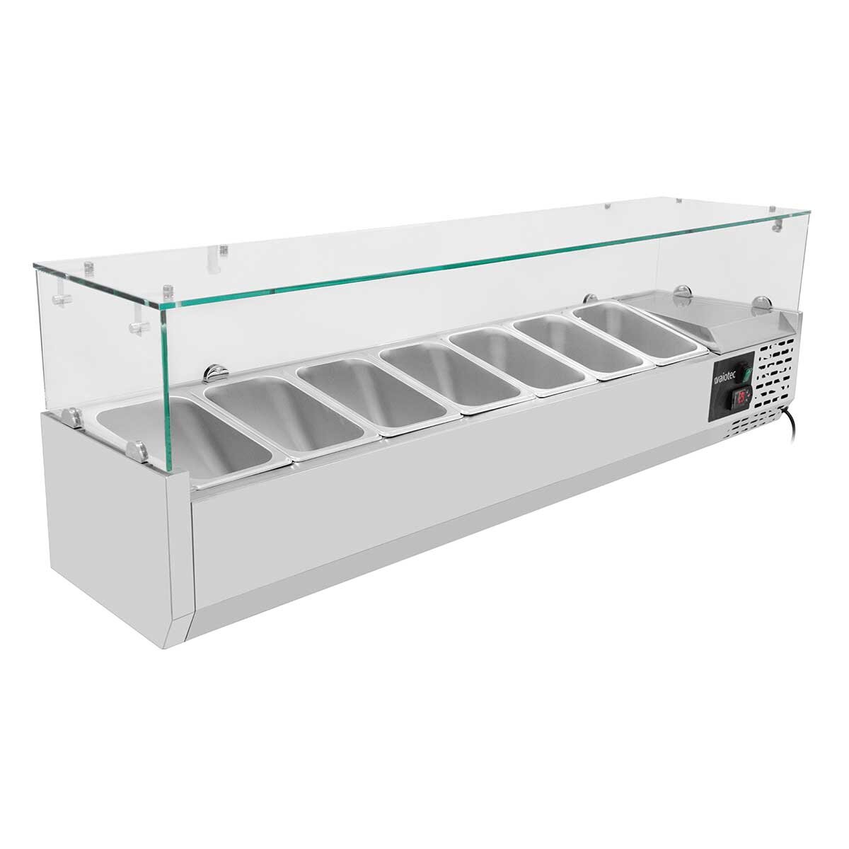 EASYLINE Pizzakühltisch 800 / 1-türig & 7 Schubladen "grau" inkl. Kühlaufsatz GN1/4