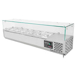 EASYLINE Pizzakühltisch 800 / 1-türig & 7 Schubladen "grau" inkl. Kühlaufsatz GN1/4