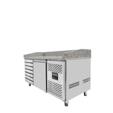 EASYLINE Pizzakühltisch 800 / 1-türig & 7 Schubladen "grau" inkl. Kühlaufsatz GN1/4