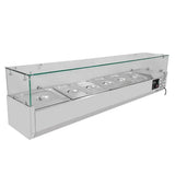 EASYLINE Pizzakühltisch 800 / 1-türig & 7 Schubladen "grau" inkl. Kühlaufsatz GN1/3 - Gastro-Bedarf24 GmbH