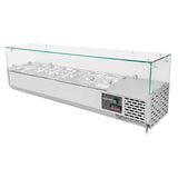 EASYLINE Pizzakühltisch 800 / 1-türig & 7 Schubladen "grau" inkl. Kühlaufsatz GN1/4 - Gastro-Bedarf24 GmbH