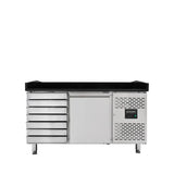 EASYLINE Pizzakühltisch 800 / 1-türig & 7 Schubladen "schwarz" - Gastro-Bedarf24 GmbH