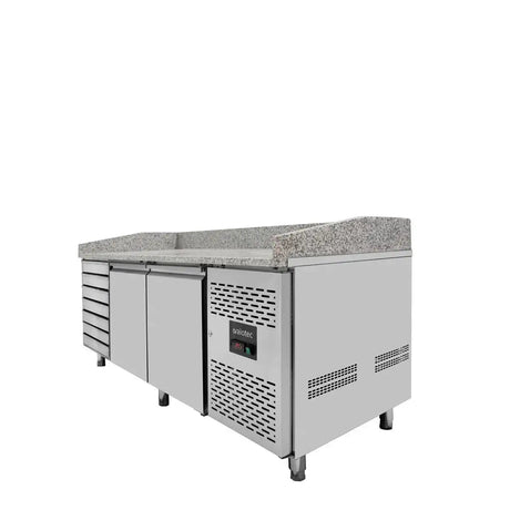 EASYLINE Pizzakühltisch 800 / 2-türig & 7 Schubladen "grau" - Gastro-Bedarf24 GmbH