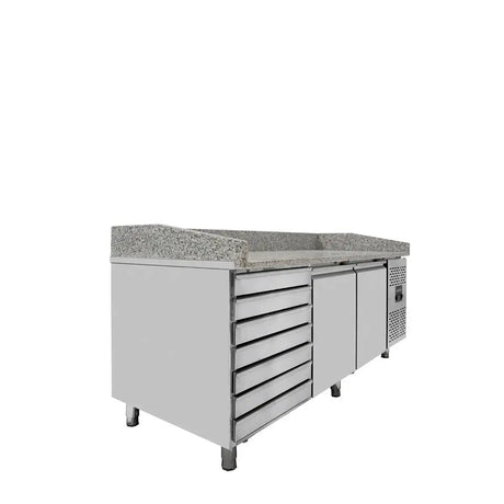 EASYLINE Pizzakühltisch 800 / 2-türig & 7 Schubladen "grau" - Gastro-Bedarf24 GmbH